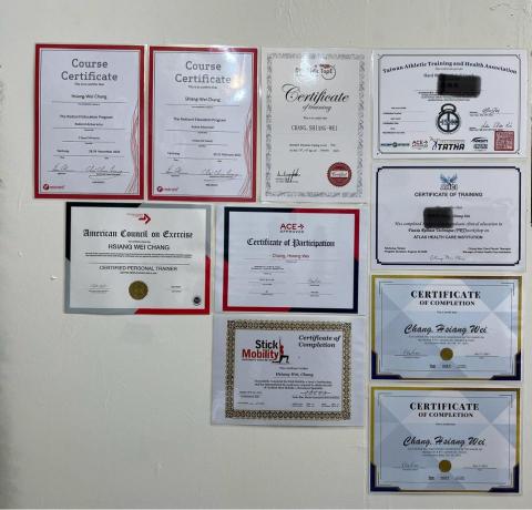 terry - ACE-CPT私人教練認證，Redcord挪威紅繩神經肌筋膜連結訓練AI.AA, Stick Mobility L1 彈力棍，Dynamic Tape 動態貼布 L1, ACHI深層筋膜徒手按摩，A.R.T肌筋膜放鬆培訓 ，HSKC硬式壺鈴教練証