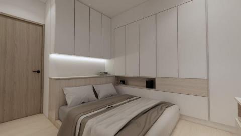 鴻宇室內裝修有限公司 - 五股陳宅翻新-(長輩房)
#造型床頭櫃
#系統櫃體
#KD木皮板門扇組
#油漆工程
#鋁條燈照明