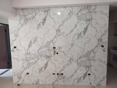 㵆明室內裝潢 - 美耐板-彷大理石紋-電視牆