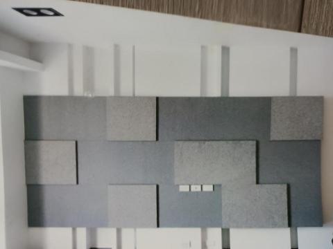 㵆明室內裝潢 - 造型電視牆-立體線條-方格造型-崩布