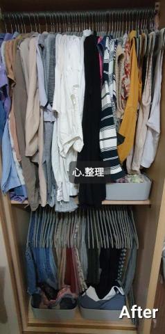 心.整理▪︎Fiona▪︎ - 業主採用建議，將衣架款式統一，可以換得視覺上的舒適感。提倡衣服"能掛就不摺"，不但能讓衣物一目了然，也能節省日後整理的時間。