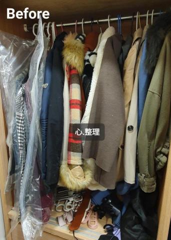 心.整理▪︎Fiona▪︎ - 參差不齊的衣架，容易使衣物顯得更加凌亂。