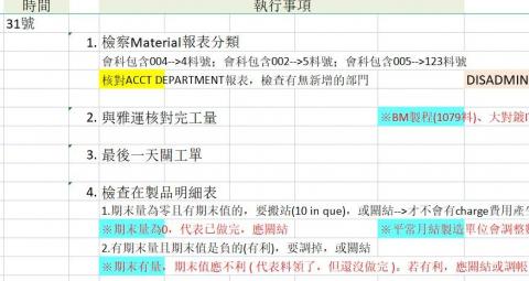 Huangchiorong - 結帳作業-成本結帳