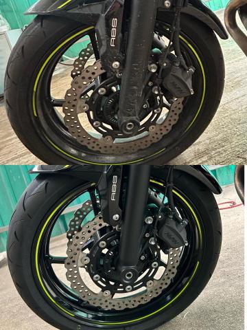 耕甜車輛美容工作室 - 美容前後對比，前輪左側。