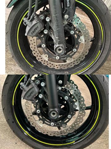 耕甜車輛美容工作室 - 美容前後對比，前輪右側。