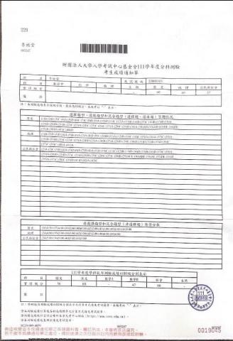 李祐堂 - 此為學測及分科測驗成績證明