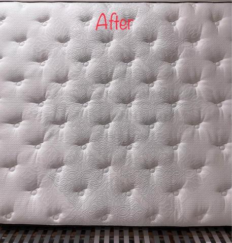 五葉草床墊沙發地毯清潔 - 清潔後污漬明顯去除，對於床墊的使用壽命還有纖維彈性大加分