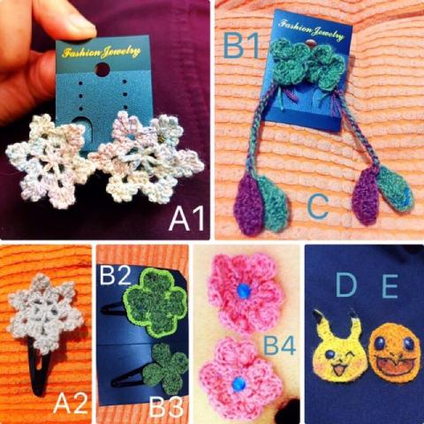 Joy針織娃娃 - 鉤針編織耳環、髮夾