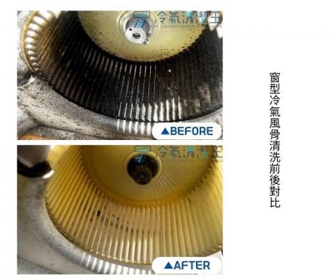 111冷氣清潔王 - 窗型冷氣風骨清洗前後對比