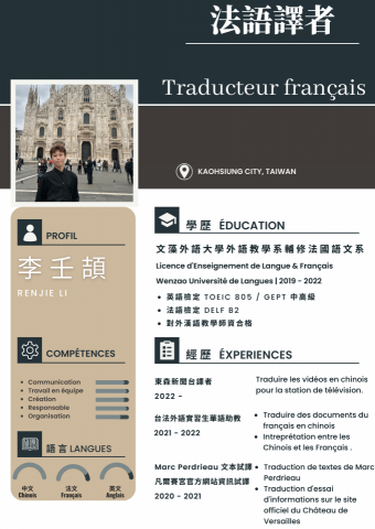 英法語教學/翻譯 - 法語翻譯簡歷