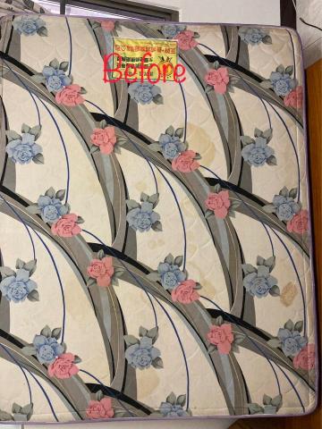 五葉草床墊沙發地毯清潔 - 30年老床墊有非常多的不可考的污漬與尿垢