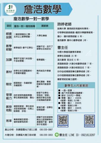 Mira人像修圖工作室 - 詹浩數學補習班傳單