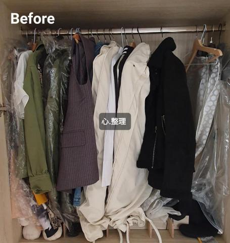 心.整理▪︎Fiona▪︎ - 參差不齊的衣架，容易使衣物顯得更加凌亂。