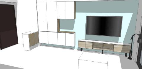 夏裕豪 - 陳公館 入口玄關多用途高櫃+電視櫃3D圖