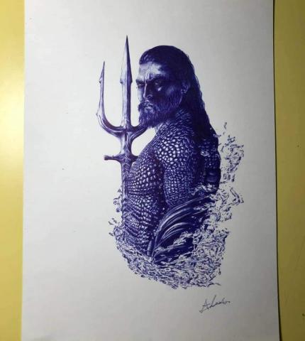 插畫_Adam - 手繪原子筆_水行俠