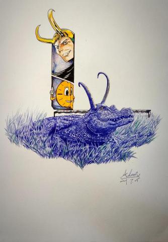 插畫_Adam - 手繪原子筆_鱷魚洛基