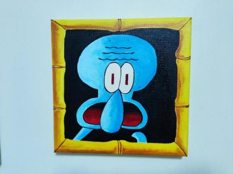 插畫_Adam - 手繪壓克力_章魚哥自畫像