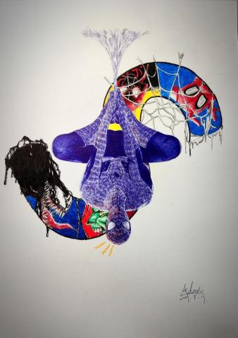 插畫_Adam - 手繪原子筆_蜘蛛人