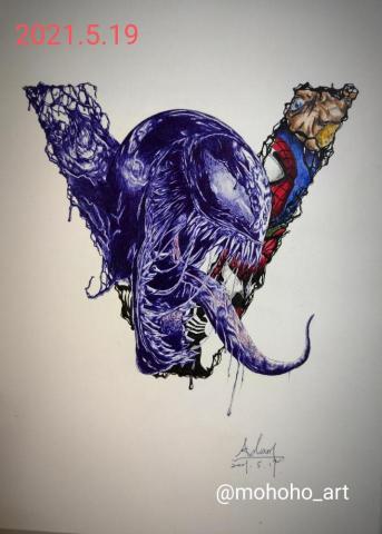 插畫_Adam - 手繪原子筆_猛毒