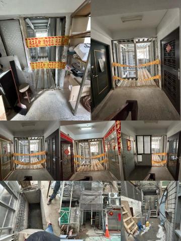 蕭如雯 - 外牆打除，切割，安全封鎖線。