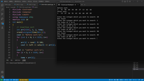 張政偉 - 此程式碼利用了insertion sort 和binary search；
insertion sort：O(n^2)；
binary search：O(logn) *base:2