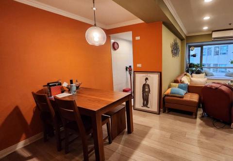 唯燿油漆工程，室內設計施工 - 碧潭陳宅案/餐廳/橘+白