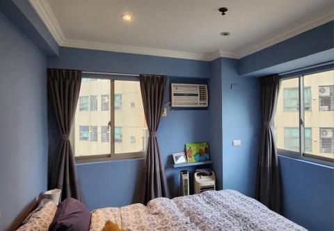 唯燿油漆工程，室內設計施工 - 碧潭陳宅案/臥室/藍+白