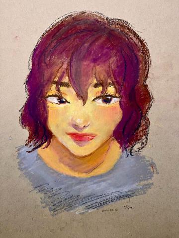 初TSU - 作品範例(油性粉彩人像)