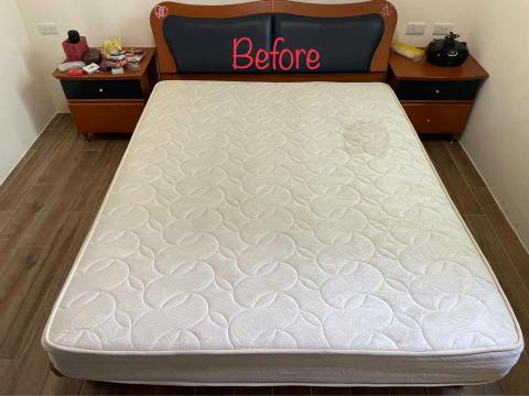 五葉草床墊沙發地毯清潔 - 今日工事：床墊清洗，大面積污漬去除。
