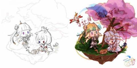 山貓貓繪圖 - 草圖v.s完稿