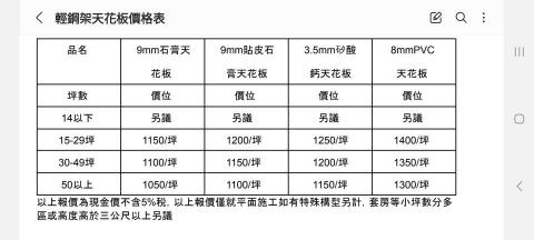 王明全 - 價格表
