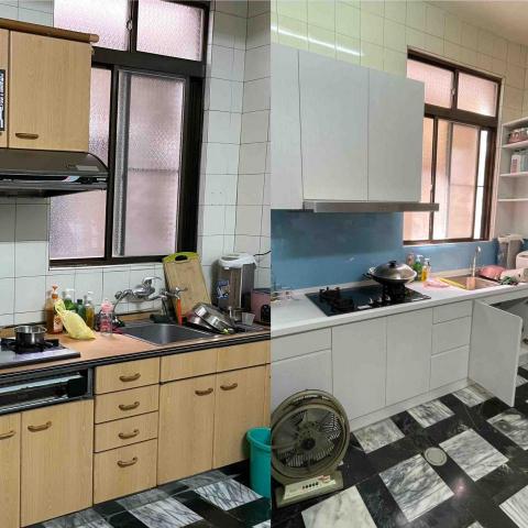 桃爸愛妻桃 - 系統櫃廚具（改造前後）