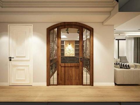 鳴翔木作 - 名稱:酒窖實木門
工種:鍛鐵雕花 油漆染色 實木門組 強化玻璃 木作安裝