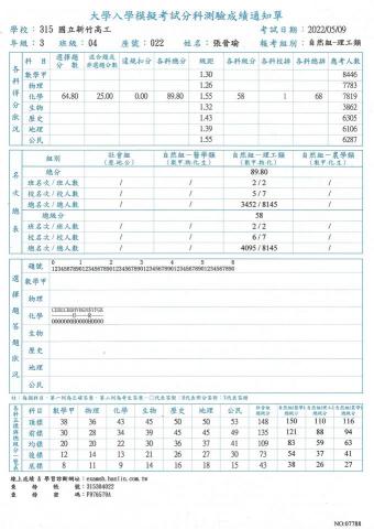 魚 - 分科模考成績單-2