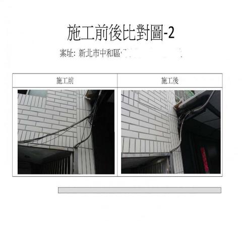 軍達企業股份有限公司 - 之前業主的施工廠商牽線粗糙,線路常常不穩斷線,技師重協牽線並完美的將線整理釘牢.除了美觀也實際可延長使用壽命.