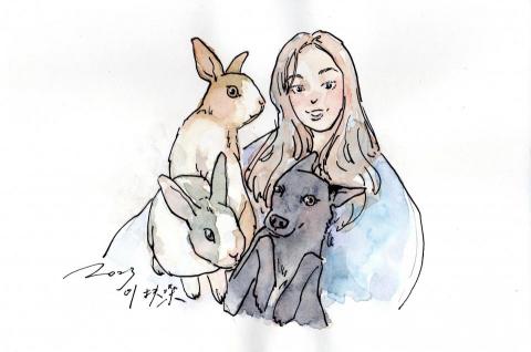 蒲晴 - 手繪水彩肖像