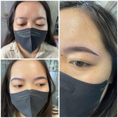 Ollie - 客人原本眉型有壓眼、高低眉
霧眉改型後將眉型調高不壓眼也平衡掉高低眉差距。