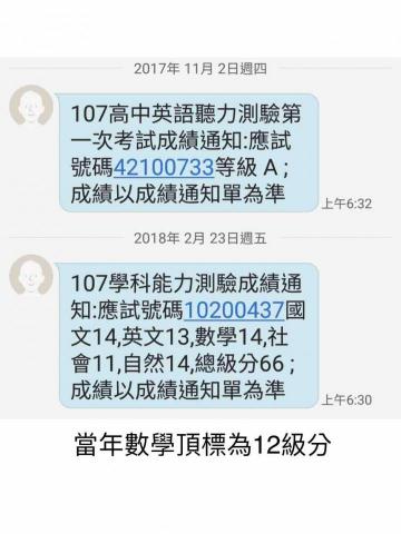 林小姐｜數學、英文家教 - 107學測成績