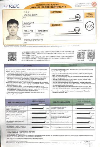 Wayn - 多益金色證書