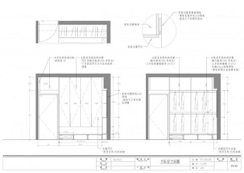 李俊穆 - 主臥室系統收納衣櫃施工圖立面
