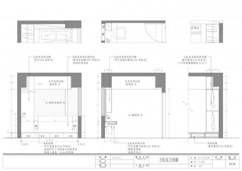 李俊穆 - 主臥室床頭系統背牆施工圖立面