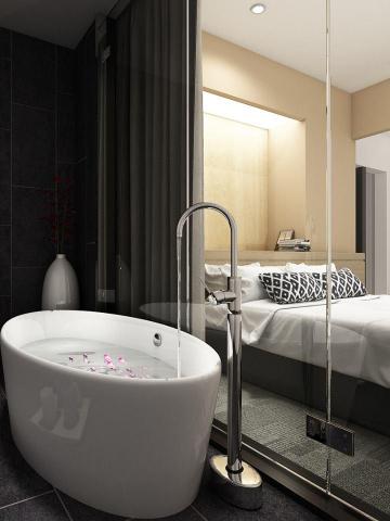 詩人空間 - 現代風格旅館室內3D渲染圖