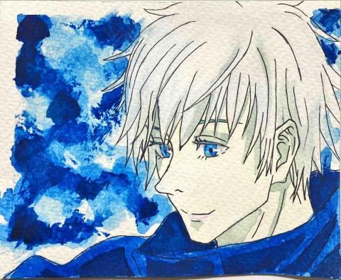 共鳴設計工作室/Resonate Design Studio - 客人指定動漫人物透明水彩（五條悟