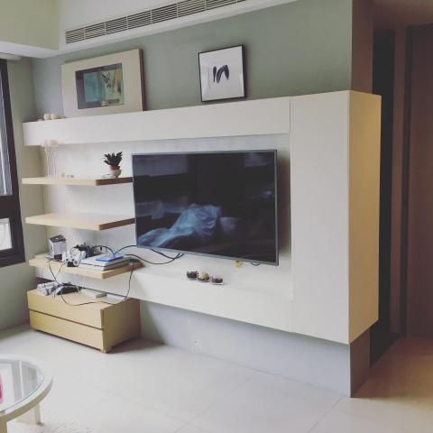 升爵室內裝潢設計 - 造型電視牆施作