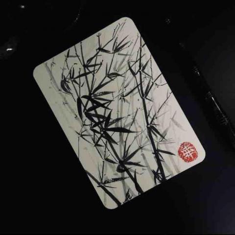 赤井作 - 原創手繪水墨小品《風竹》明信片