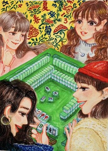 casualTing 王怡婷插畫服務 - Taiwanese Mahjong - family gathering tradition