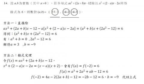 小傑老師 - 每年學測都會寫詳解，做出分析與評論，圖為112 學測數學 14詳解
