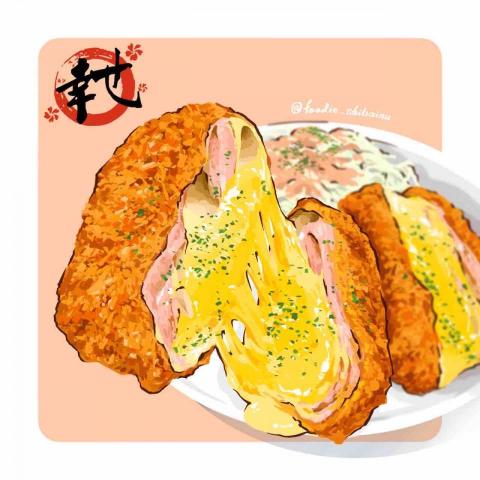 史以凡 - 食物插畫:起司豬排 史以凡 - 食物插畫:起司豬排