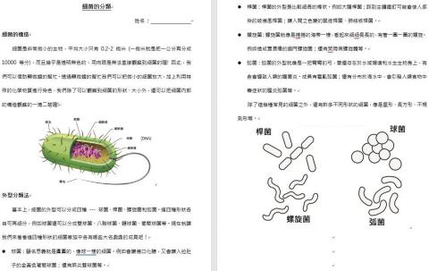 林昱辰 - 國小微生物、顯微鏡自編講義 :
把艱深的微生物學內容以前顯易懂的方式，搭配圖片予以輔助，確保小孩在學習的過程中也能感受到微生物的有趣之處