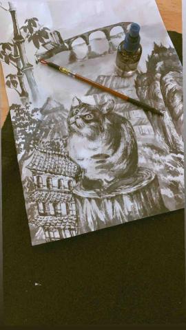 詹棅權Eric - 水墨創作-貓